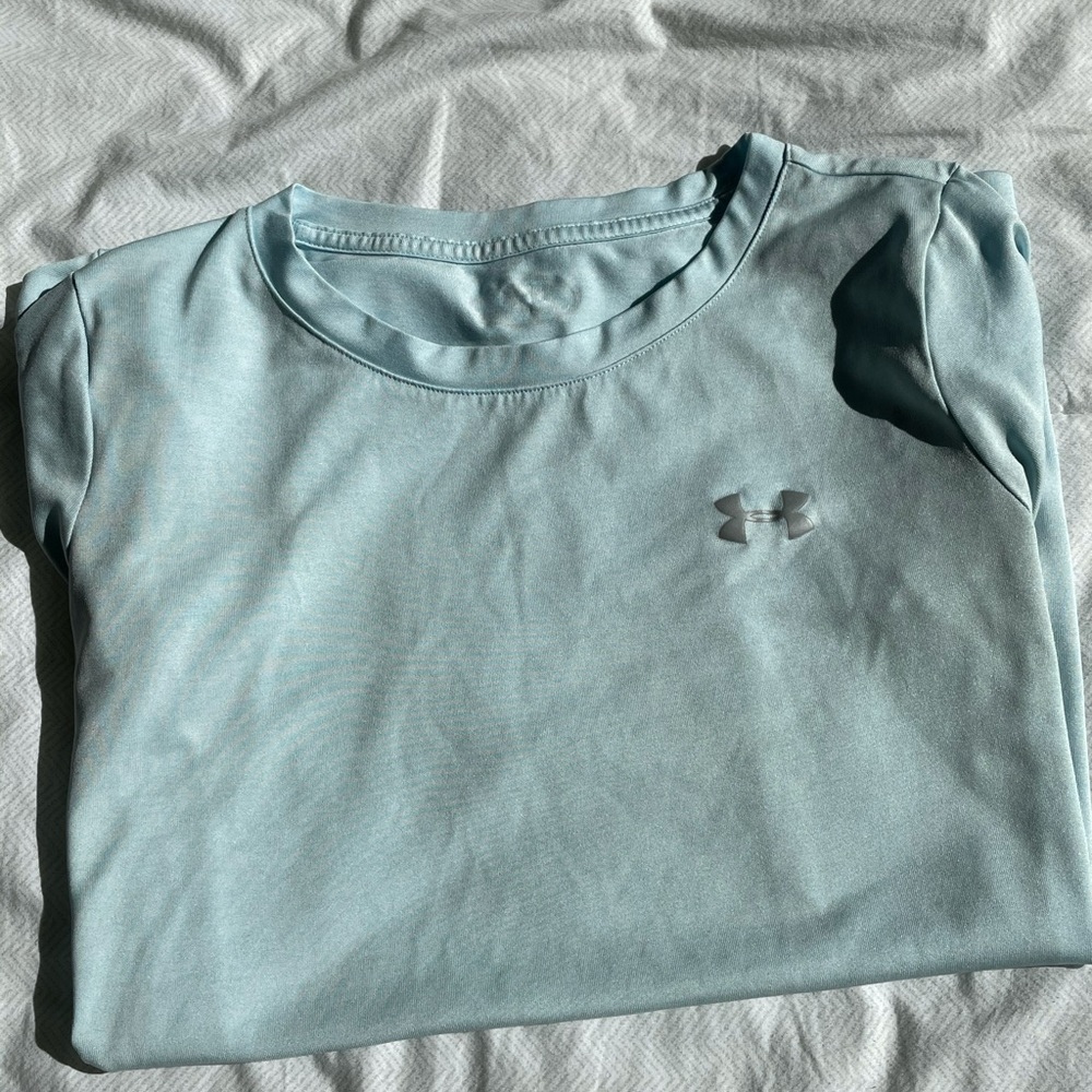 light blue short sleeve Under Armour shirt!